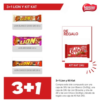 LOTE NESTLE 3+1 LION Y KIT KAT 24U