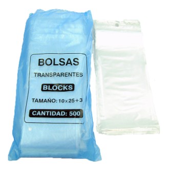 BOLSAS PLASPISA-10X25 500U NAT AZUL BLK